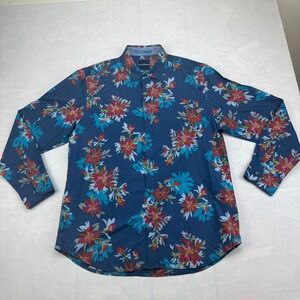 Tommy Bahama Shirt Mens L Multi Astro Park Floral Silk Blend Collared Button Up